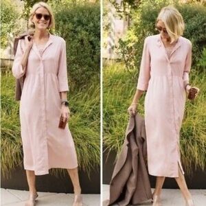 Tuckernuck Blush Lace Underlay Midi Royal Shirt Dress xs